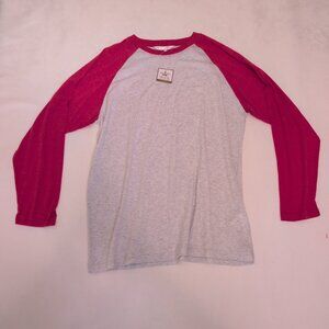 Royal Standard Women's Long Sleeve Raglan‎ Tee L - Red & Heather Grey